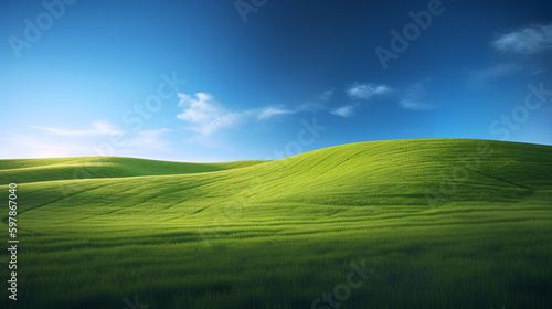 green field and blue sky