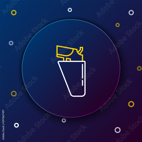 Line Revolver gun in holster icon isolated on blue background. Colorful outline concept. Vector