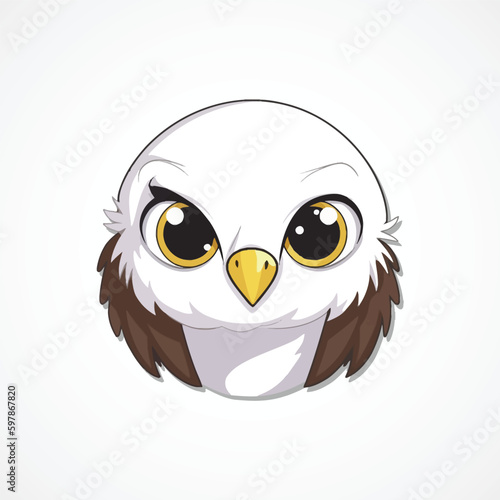 Illustration of owl head on white background, vector eps10