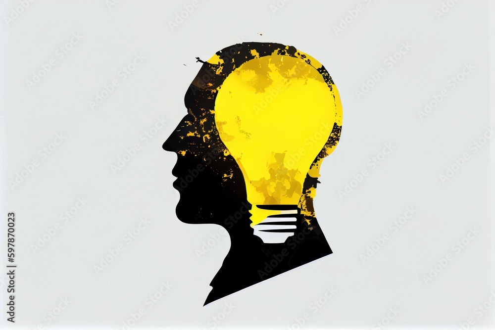 Idea and creative thinking concept. Human Head silhouette with light bulb. Idea and creative thinking concept. Human Head silhouette with light bulb.