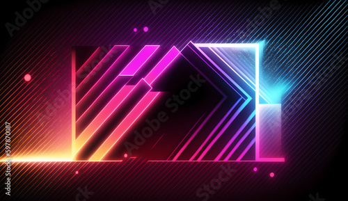 Neon Glitch Retro Nostalgic Futuristic Background, with color dispersion effect. Generative AI 