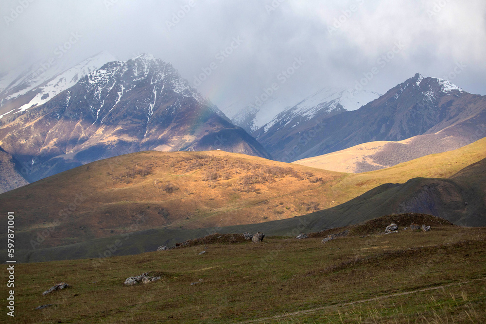 rainbow in the mountains, North Ossetia, Caucasus, Russia rainbow in the mountains, North Ossetia, Caucasus, Russia