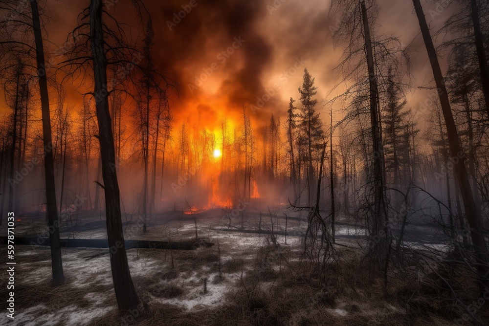 severe forest fire