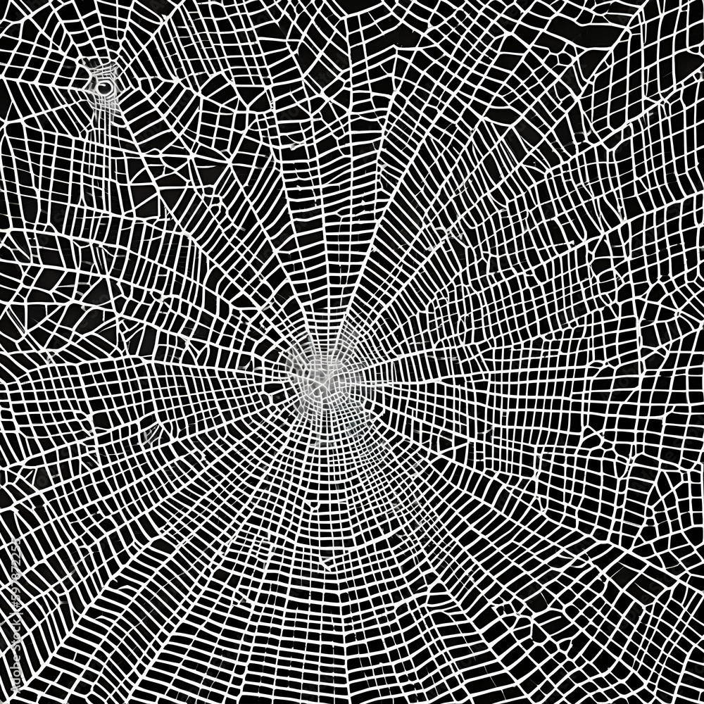 A digital interpretation of a spiderweb, with textured and patterned shapes resembling the delicate and intricate structure of a spiderweb2, Generative AI