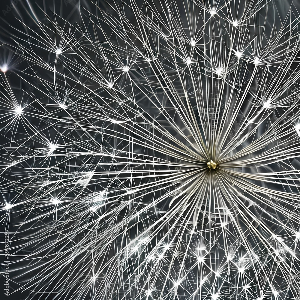 Naklejka premium An interpretation of a dandelion, with textured and patterned shapes resembling the natural and organic shape of a dandelion4, Generative AI