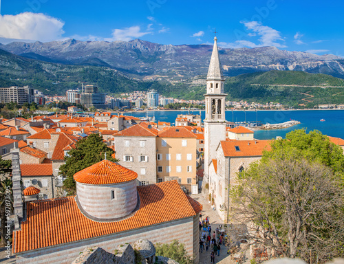 Fototapeta View of the citadel in the historical town of Budva