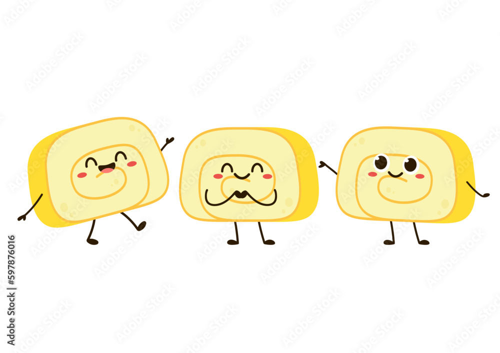 Obraz premium Tamagoyaki is Japanese food. Tamagoyaki cartoon vector. Egg roll.