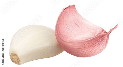 Delicious garlic cloves, cut out photo