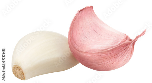 Tableau sur toile Delicious garlic cloves, cut out