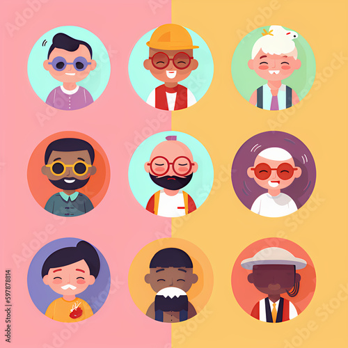 cartoon people icons set
