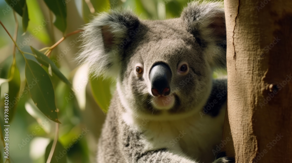 Fototapeta premium Koala natural background. Illustration AI Generative.
