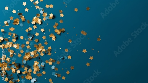 Sparkling golden stars minimalist background. Illustration AI Generative.