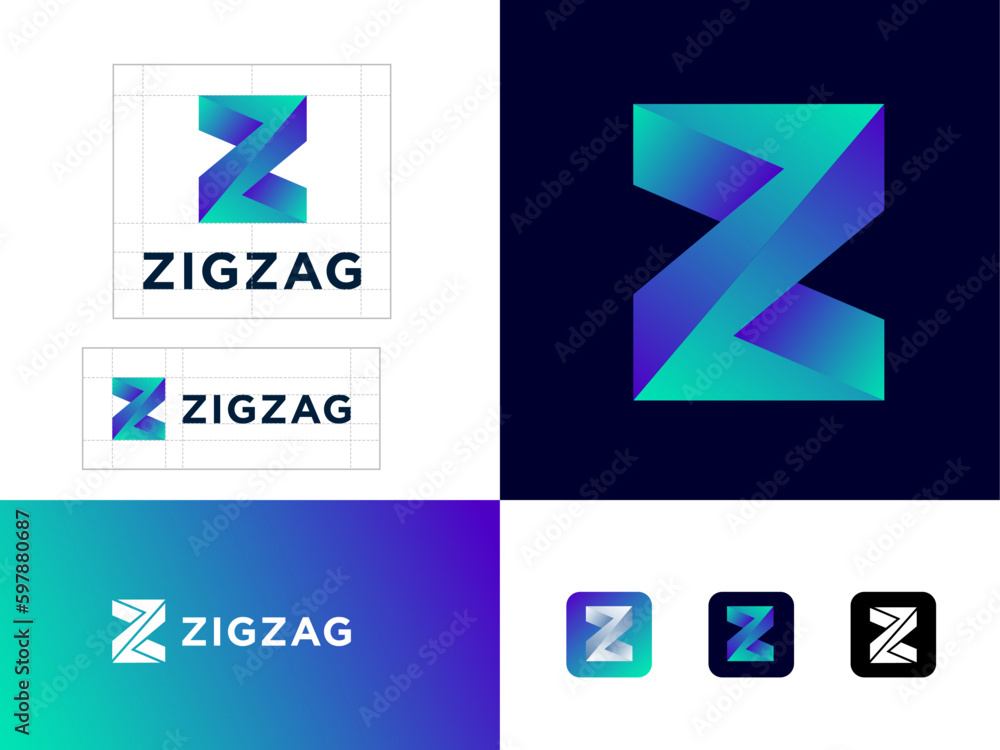 Letter Z of impossible shape. Blue-green crystal as Z monogram. Identity. Web buttons. Letter Z of impossible shape. Blue-green crystal as Z monogram. Identity. Web buttons.