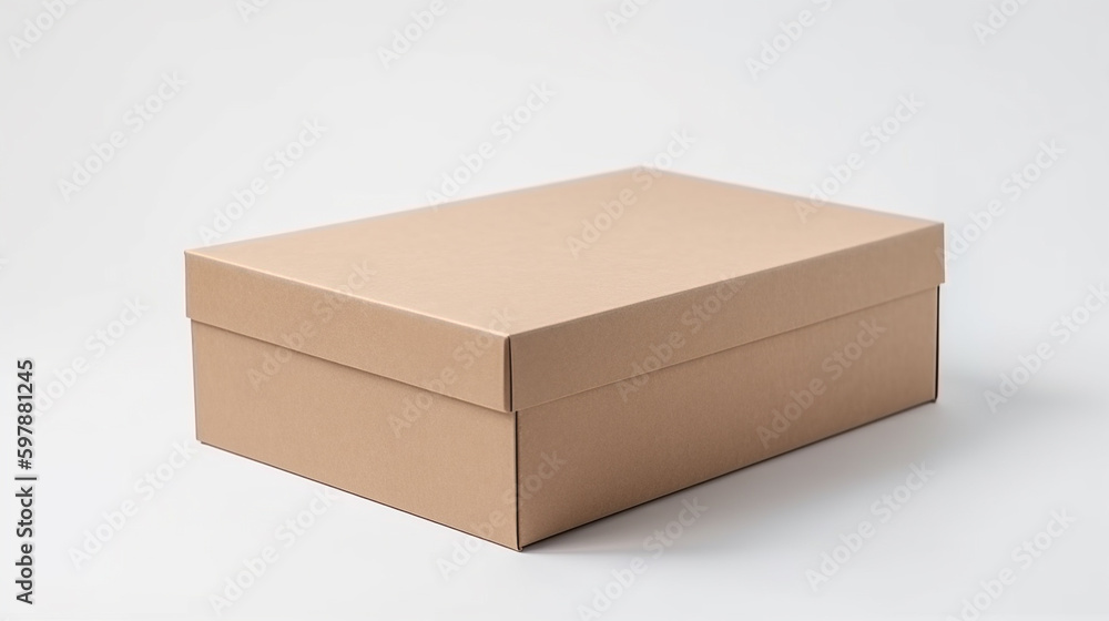 Brown Blank cardboard box mockup on white background, Generative AI