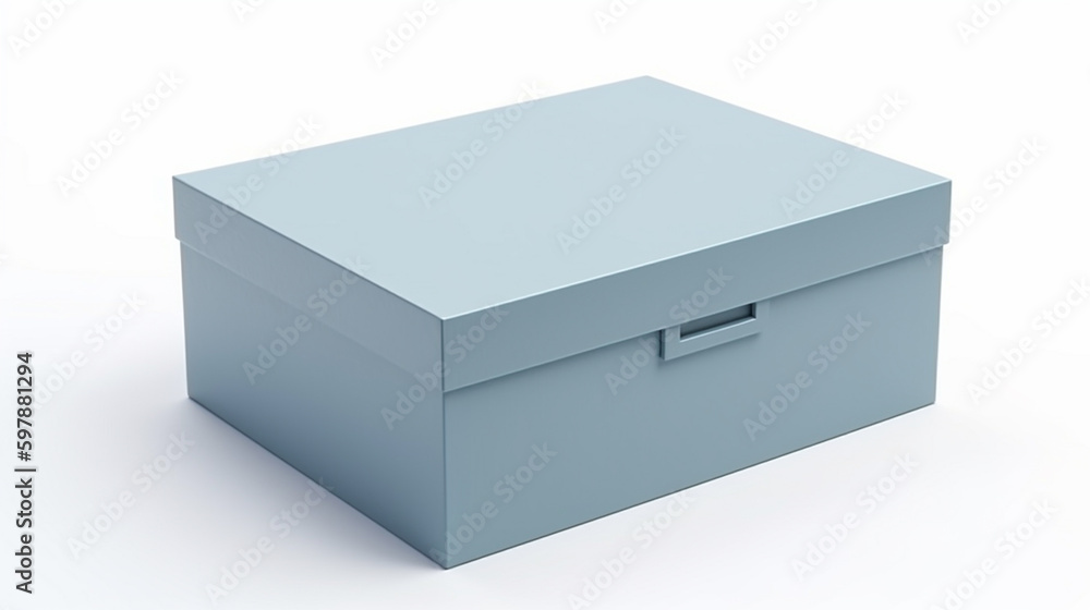 A blue blank box mockup isolated in white studio background, Generative AI A blue blank box mockup isolated in white studio background, Generative AI