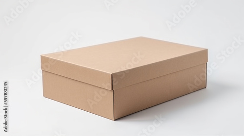 Brown Blank cardboard box mockup on white background, Generative AI