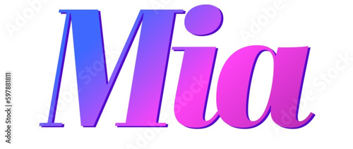 Mia - pink and blue color - female name - ideal for websites, emails, presentations, greetings, banners, cards, books, t-shirt, sweatshirt, prints

