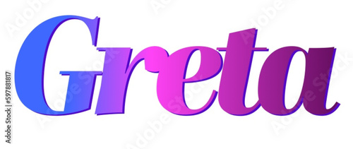 Greta - pink and blue color - female name - ideal for websites, emails, presentations, greetings, banners, cards, books, t-shirt, sweatshirt, prints

