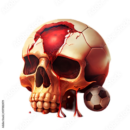 Generative AI abstract render of a football shaped skull photo