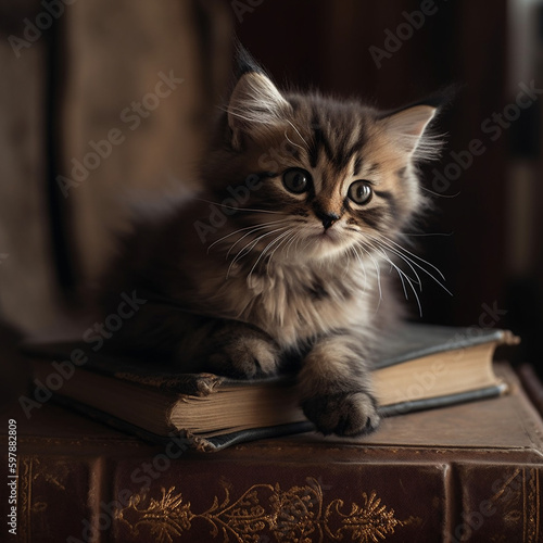 Kitten and a book