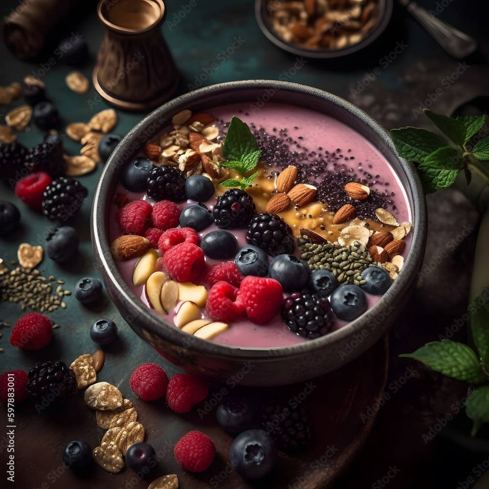 A Photo of a Healthy and Delicious Smoothie Bowl A Photo of a Healthy and Delicious Smoothie Bowl