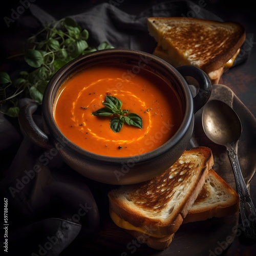 A bowl of creamy tomato soup