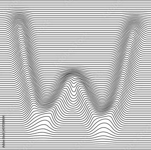 letter alphabet illusion with lines waves