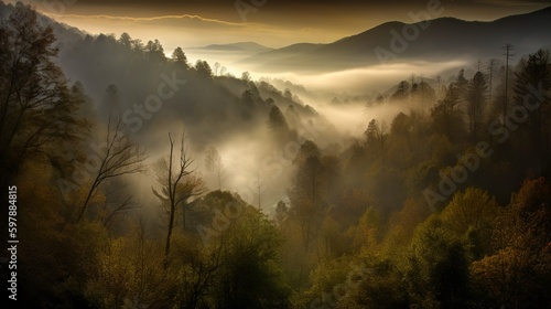 Misty Horizons: Embracing the Ethereal Atmosphere of the Great Smoky Mountains © Emojibb.Family