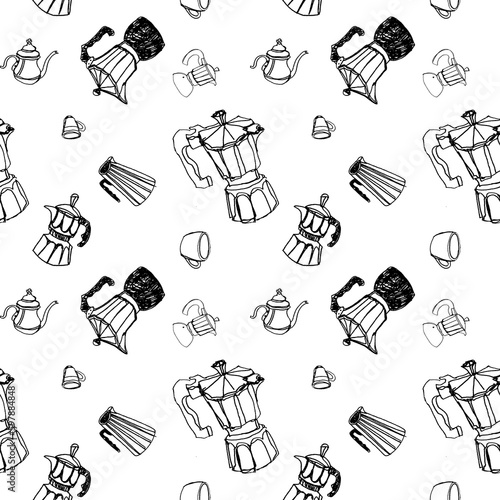 Pattern Manual Brew Coffee on white Background