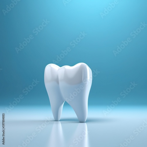 tooth on blue background. generative a