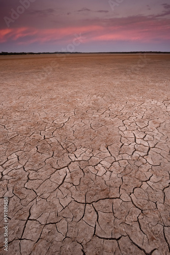 Fototapeta Cracked earth, desertification process, La Pampa Province, Patagonia, Argentina