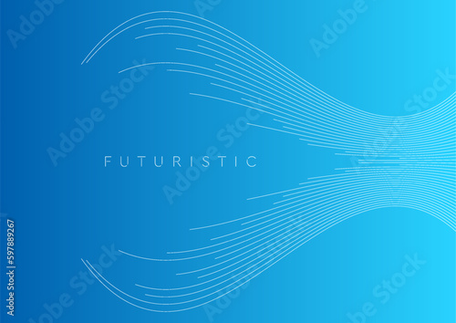 Blue minimal tech wavy lines abstract futuristic background. Vector digital art design