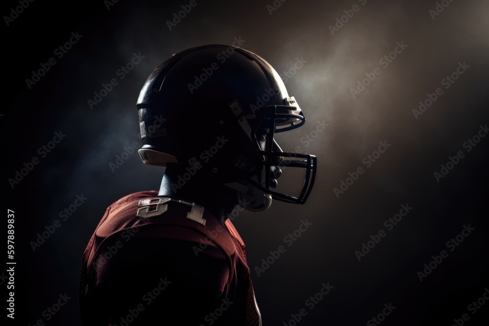American Football player profile silhouette. NFL. Generative AI.