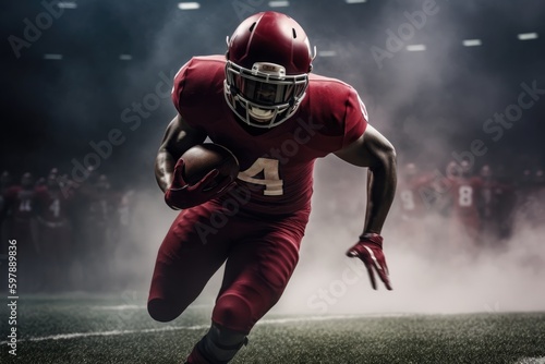 Murais de parede American Football player running with ball. NFL. Super Bowl game.