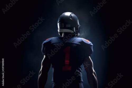 American Football player silhouette in studio on black background. NFL. Generative AI.