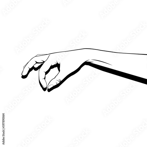 Black and white illustration of a hand picking up something. Picking Up the Pieces. The Power of Choice. Taking Control. In Hand. A Helping Hand.