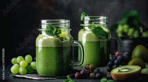 Green kiwi health smoothie. Generate Ai