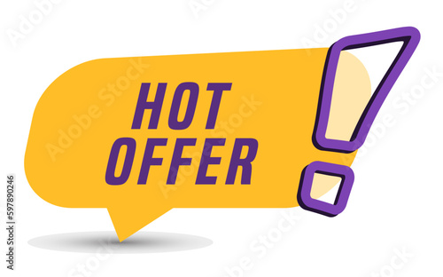 Colorful vector flat design banner hot offer. This sign is well adapted for web design.