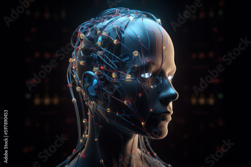 AI-Infused Human-Machine Interfaces: Futuristic Digital Cognitive Displays, Generative AI photo