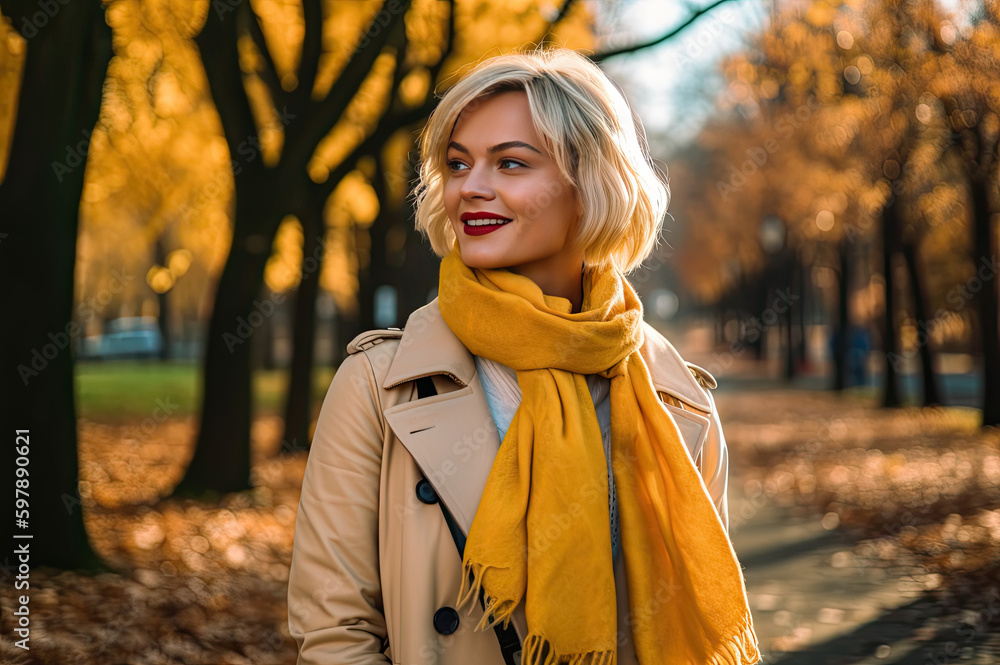 Woman in the park in autumn created with Generative AI technology Woman in the park in autumn created with Generative AI technology