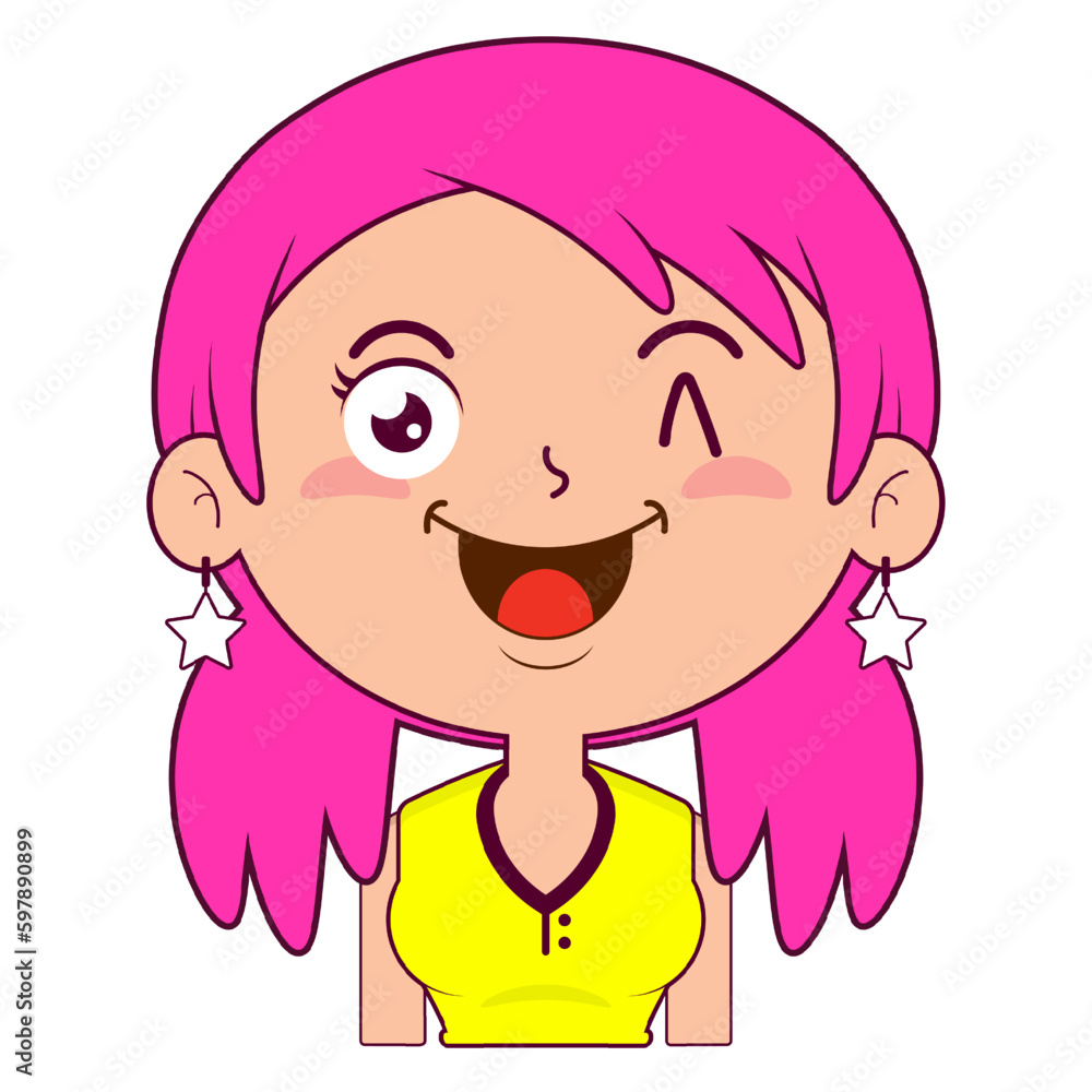 girl happy face cartoon cute girl happy face cartoon cute