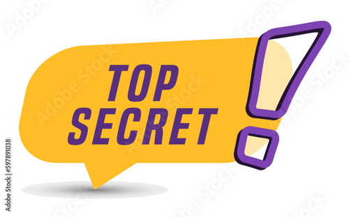 Colorful vector flat design banner top secret. This sign is well adapted for web design.