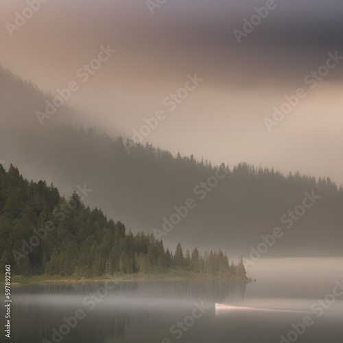 A cloudy and misty texture with foggy landscapes and misty mountains3, Generative AI © Ai.Art.Creations