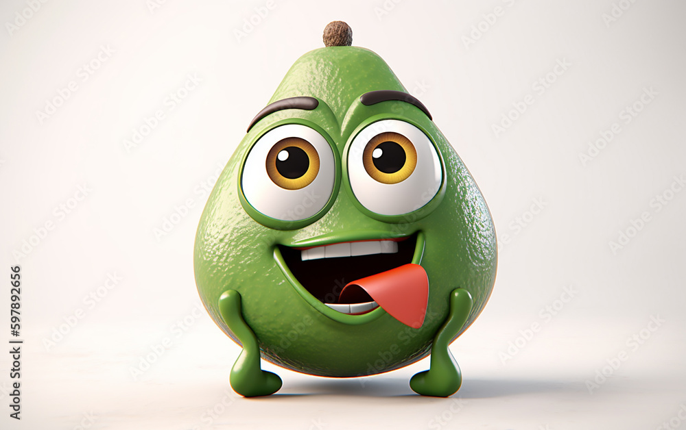 Amusing avocado character with a playful expression. Ideal for fun food-related designs and animations. Amusing avocado character with a playful expression. Ideal for fun food-related designs and animations.