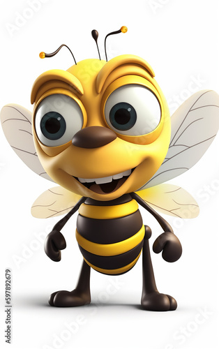 Smiling bee character, representing nature and activity. Perfect for environmental education and children's content.