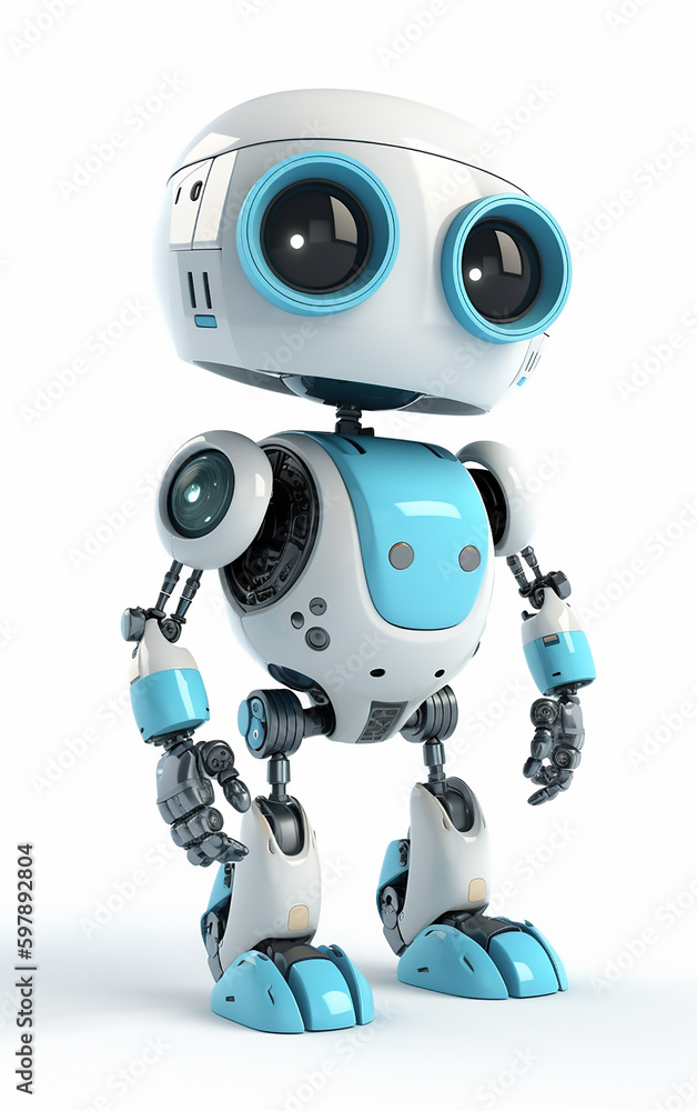 Friendly robot with blue accents, representing technology and learning. Ideal for educational and futuristic themes. Friendly robot with blue accents, representing technology and learning. Ideal for educational and futuristic themes.