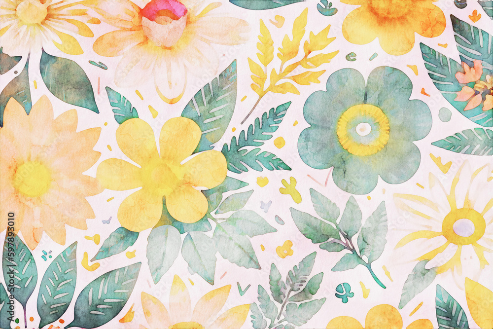 custom made wallpaper toronto digitalWatercolor Various Flower Wedding Illustrations Beautiful