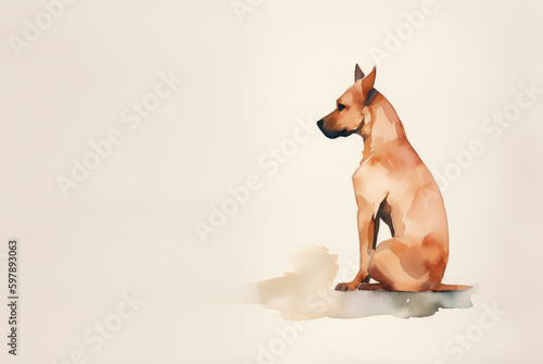 Dog. minimalist. Watercolor. Meditation. concept love for dogs, animals. ideal for veterinary center. made with ai photo