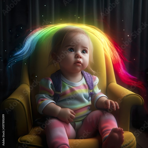 Generative AI - Baby mit Regenbogen 4d