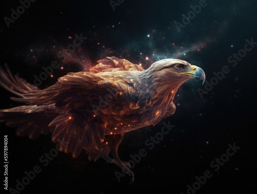 Eagle with star and galaxy elements. Ai Generative © Okan